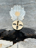 Selenite Lotus Flower on Gold Stand